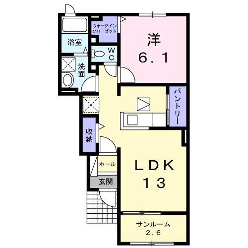 オークレール琴路(1LDK/1階)の間取り写真