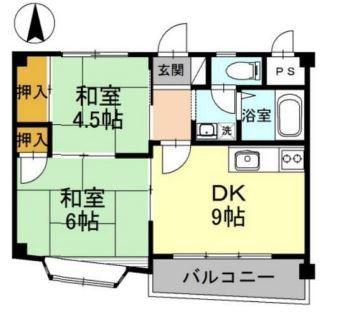 レジデンスタカラ(2DK/1階)の間取り写真