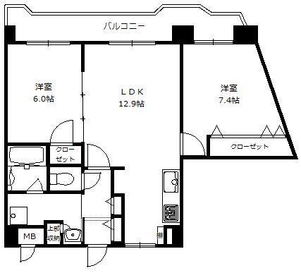 やよいビル(2LDK/3階)の間取り写真