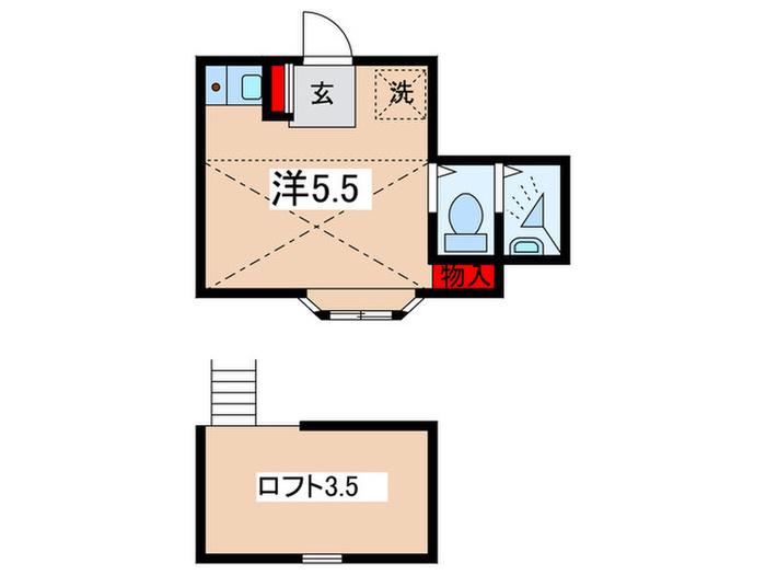 トゥインクル(ワンルーム/2階)の間取り写真