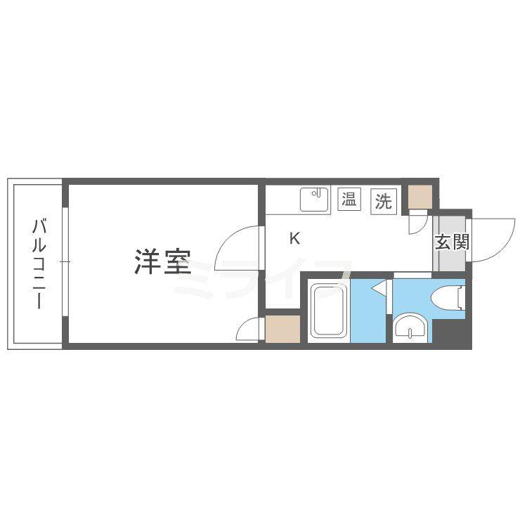 URO勝山(1K/4階)の間取り写真