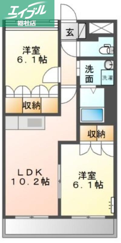 メゾン白羊館(2LDK/2階)の間取り写真