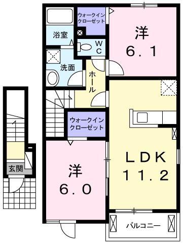 ラフレシールI(2LDK/2階)の間取り写真