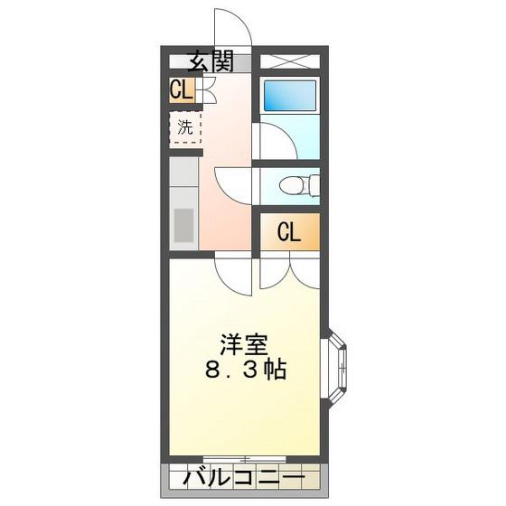 マンションアミーアミー(1K/3階)の間取り写真