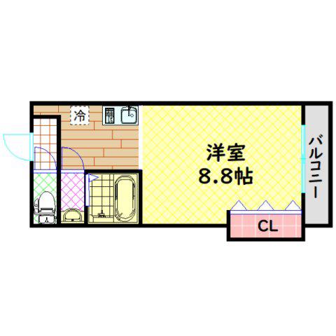 ダイナースコート(1K/4階)の間取り写真