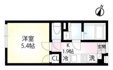 SALETTA光が丘公園(1K/2階)の間取り写真