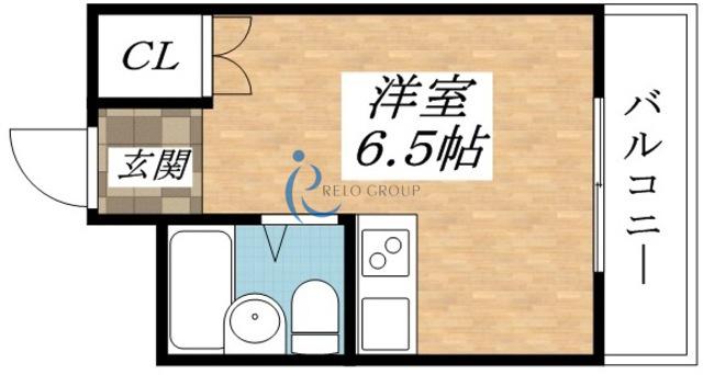 シャトー第1平野(ワンルーム/4階)の間取り写真