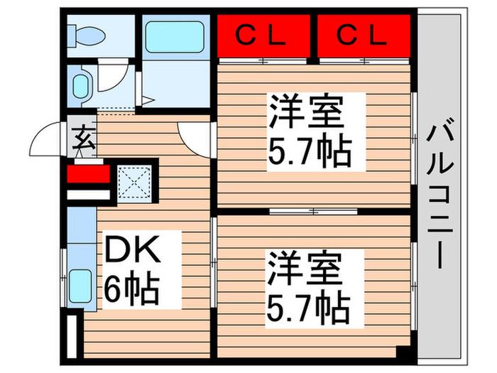 エステートニッシン(2DK/3階)の間取り写真
