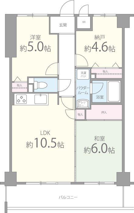 グランドール鴻池(2SLDK/1階)の間取り写真