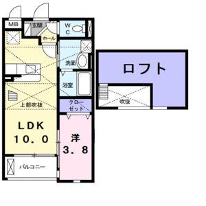 リッジライン東(1LDK/2階)の間取り写真