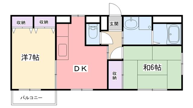 クレールコート(2DK/2階)の間取り写真