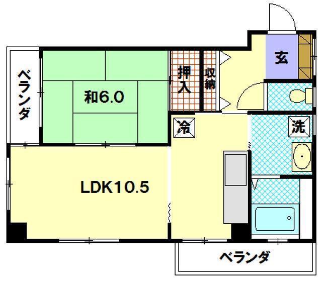 うらかみパレス(1LDK/2階)の間取り写真