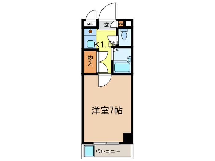 レジデンスアンドウ(1K/5階)の間取り写真