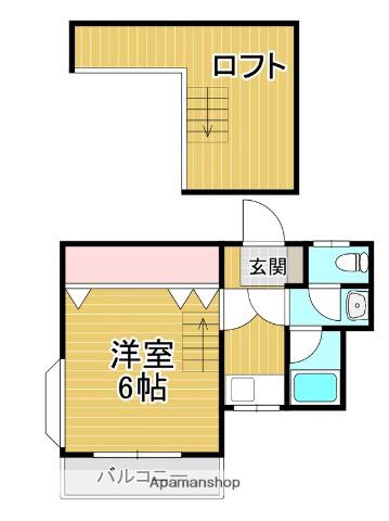 アルカディア友丘(1K/2階)の間取り写真
