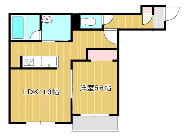 千歳市東郊AP(1LDK/3階)の間取り写真