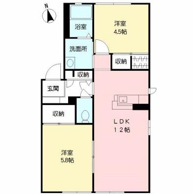 シャルム・K  C棟(2LDK/1階)の間取り写真