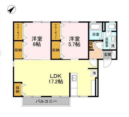 セジュールKAZ A棟(2LDK/1階)の間取り写真