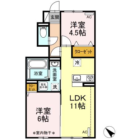KOUビレッジ(2LDK/1階)の間取り写真