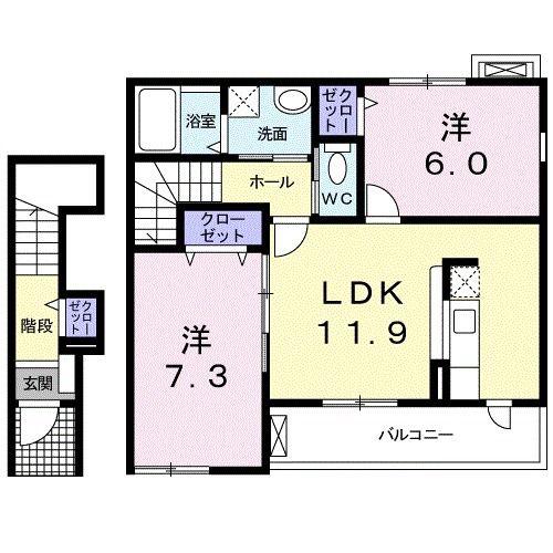 サニ- KI(2LDK/2階)の間取り写真
