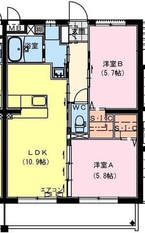 恒久南Tマンション(2LDK/1階)の間取り写真