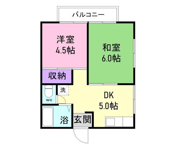 ハイツオガワ(2K/2階)の間取り写真