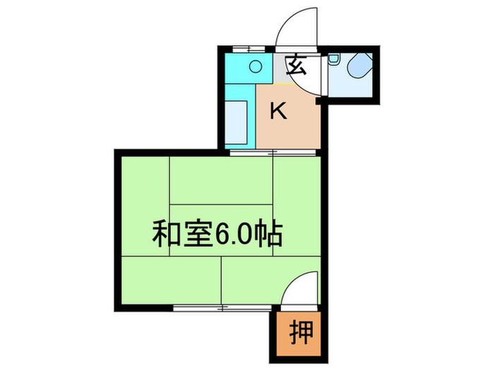 睦美荘(1K/2階)の間取り写真