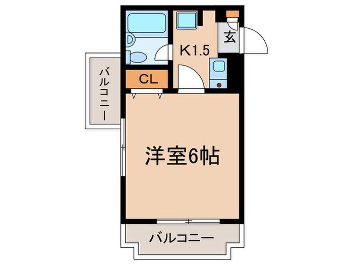 ジョイフル三ツ沢A棟(1K/2階)の間取り写真