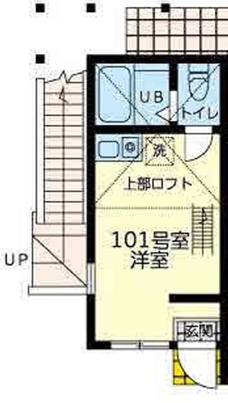 ユナイト石川町ぺルファボーレ(ワンルーム/1階)の間取り写真