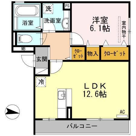D-ROOM明神(1LDK/2階)の間取り写真