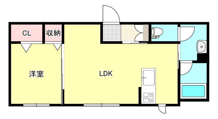 プロヌーブ新白河II(1LDK/1階)の間取り写真