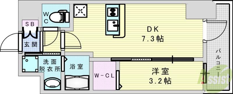 エステムコート新大阪17ベイス(1DK/15階)の間取り写真