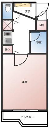シャトラン弓木三番館(1K/1階)の間取り写真