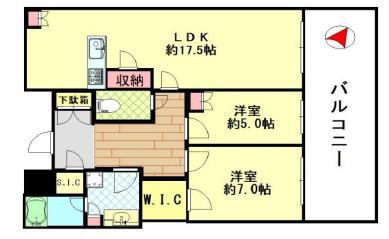 御影タワーレジデンス(2LDK/43階)の間取り写真