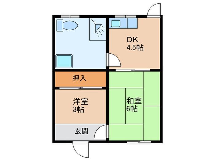 三栄荘(2DK/1階)の間取り写真