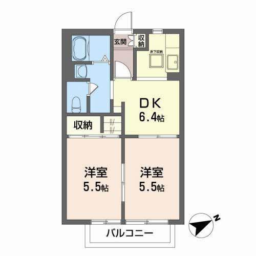 シャーメゾンKATO(2DK/1階)の間取り写真