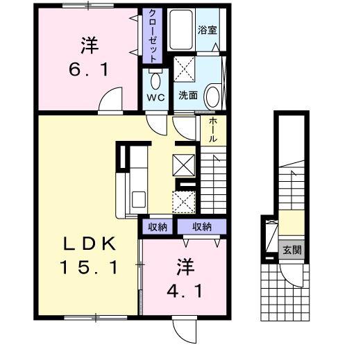 フェリシタ(2LDK/2階)の間取り写真