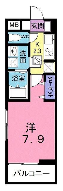 サンクレストA(1K/2階)の間取り写真