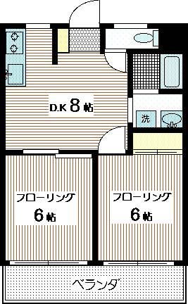 ペアータウン登戸(2DK/2階)の間取り写真