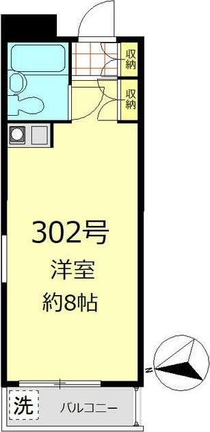 パレロワイヤル弦巻(ワンルーム/3階)の間取り写真