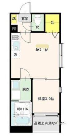 ハーモニーテラス宮千代VI(1DK/3階)の間取り写真