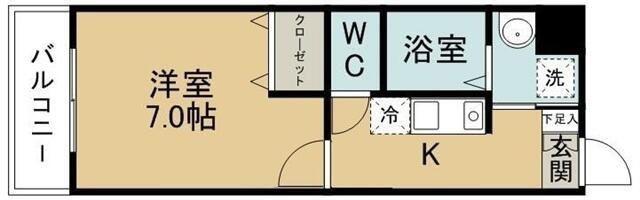 SSー7 APT(1K/3階)の間取り写真