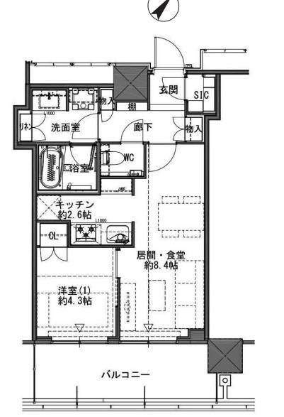 MID TOWER GRAND(1LDK/11階)の間取り写真