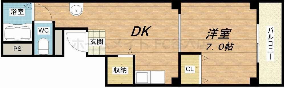 ソレイユ 谷町(1DK/2階)の間取り写真