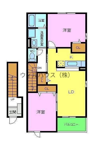 かのんⅠ(2LDK/2階)の間取り写真