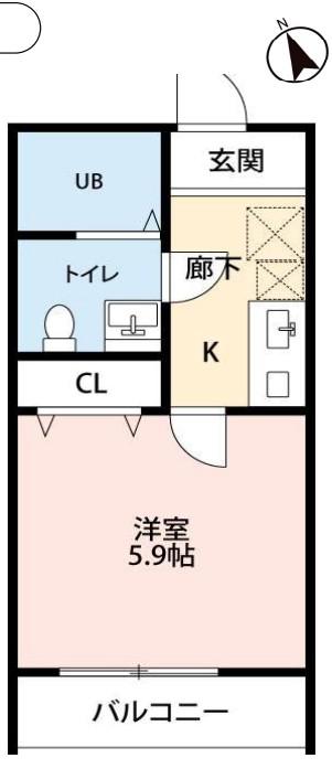 レガーロ菊名(1K/2階)の間取り写真
