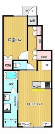 ブルジェオンB(1LDK/1階)の間取り写真