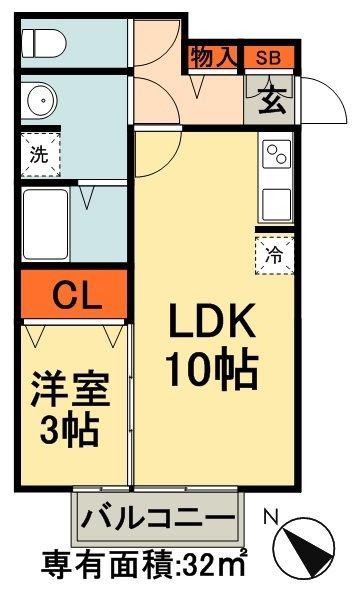 サンラルゴ2(1LDK/1階)の間取り写真