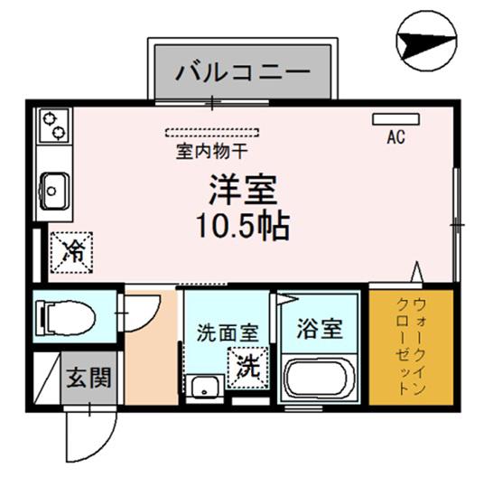 ブランシェ・ドミールA(ワンルーム/2階)の間取り写真