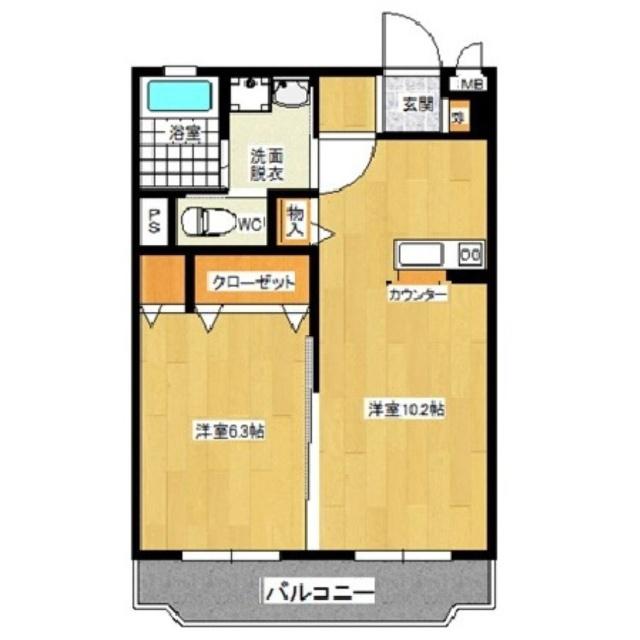 ヒルズ石塚(1LDK/1階)の間取り写真