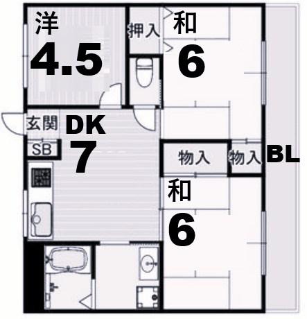 香枦園レジデンス(3DK/3階)の間取り写真